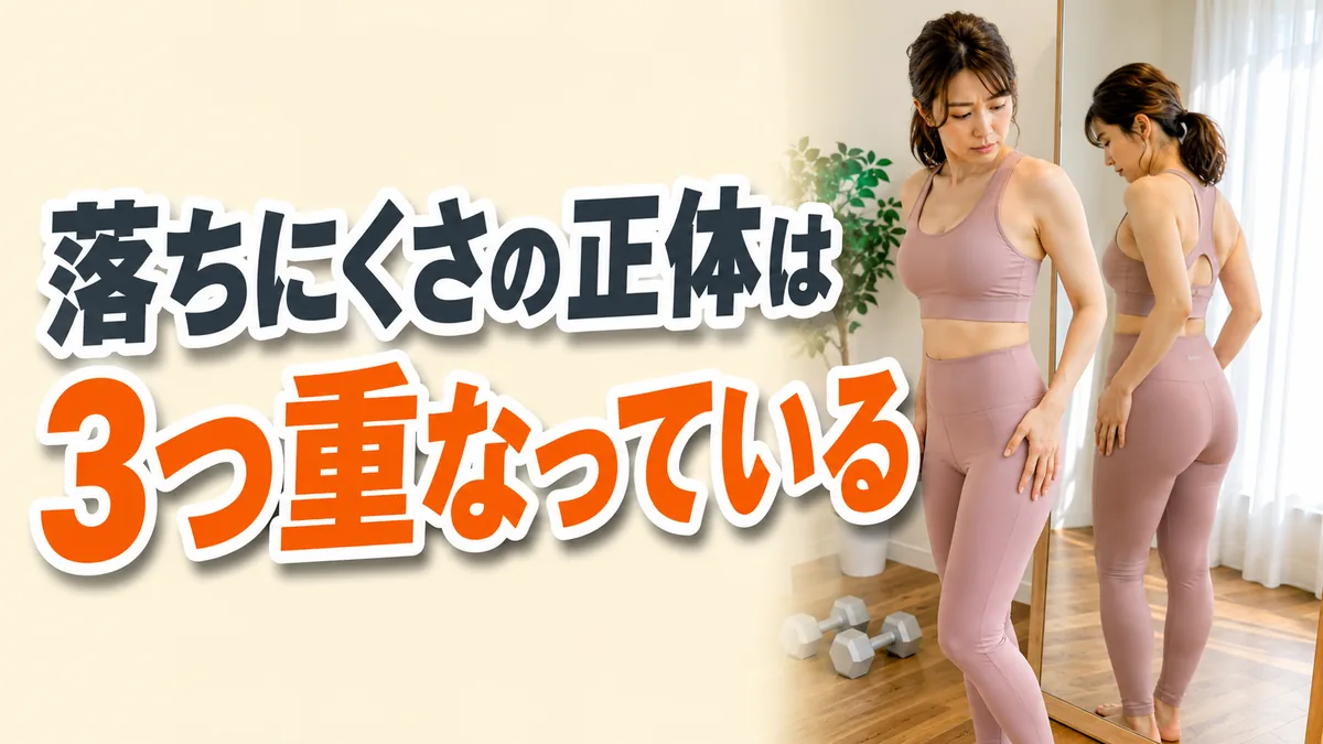 鏡の前で下半身のラインを気にする女性｜下半身が落ちにくい3つの原因｜相模原の女性専用パーソナルジム リファイン